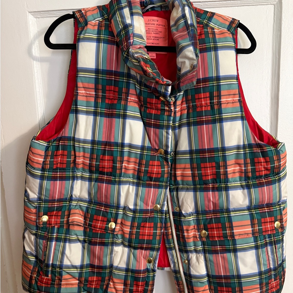 J.Crew Signature Puffer Vest – Holiday Plaid – Size L